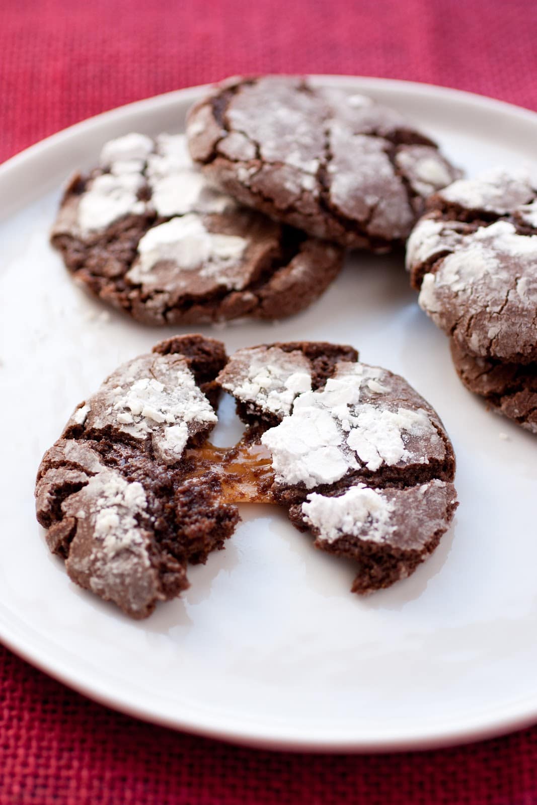 Caramel Stuffed Chocolate Crinkle Cookies