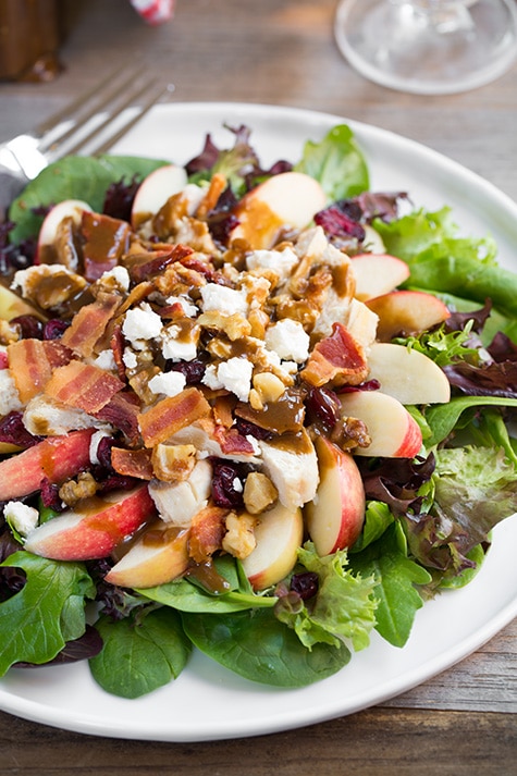 Apple-Feta Salad with Chicken, Bacon and Walnuts and Balsamic Vinaigrette | Cooking Classy