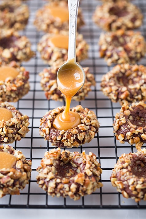 Salted Caramel Turtle Thumbprint Cookies | Cooking Classy
