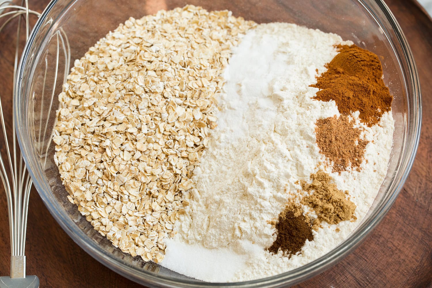 Pumpkin Oatmeal Chocolate Chip Cookies Flour oatmeal and spice mixture for cookies.