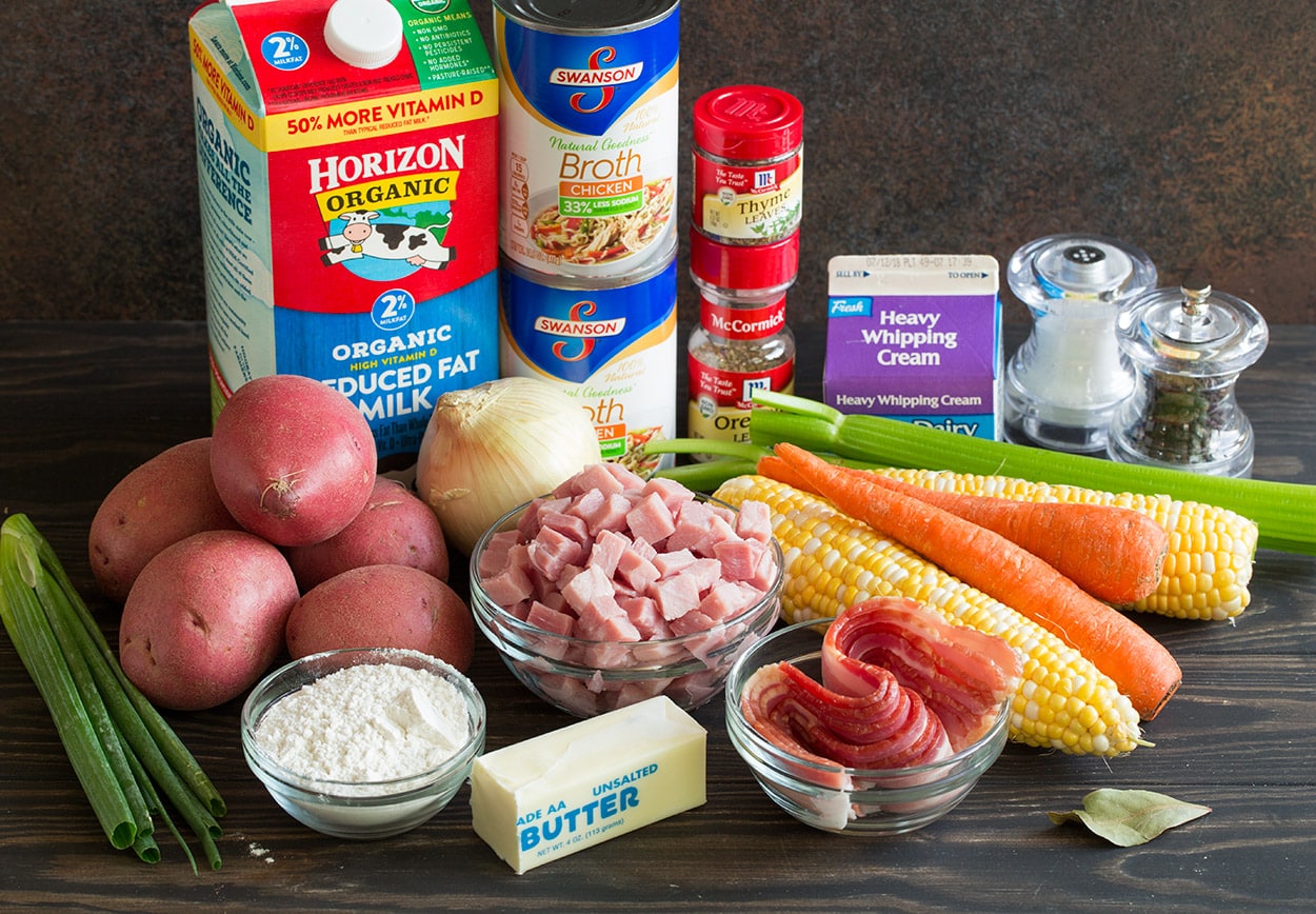 Creamy Ham Potato Corn Chowder ingredients