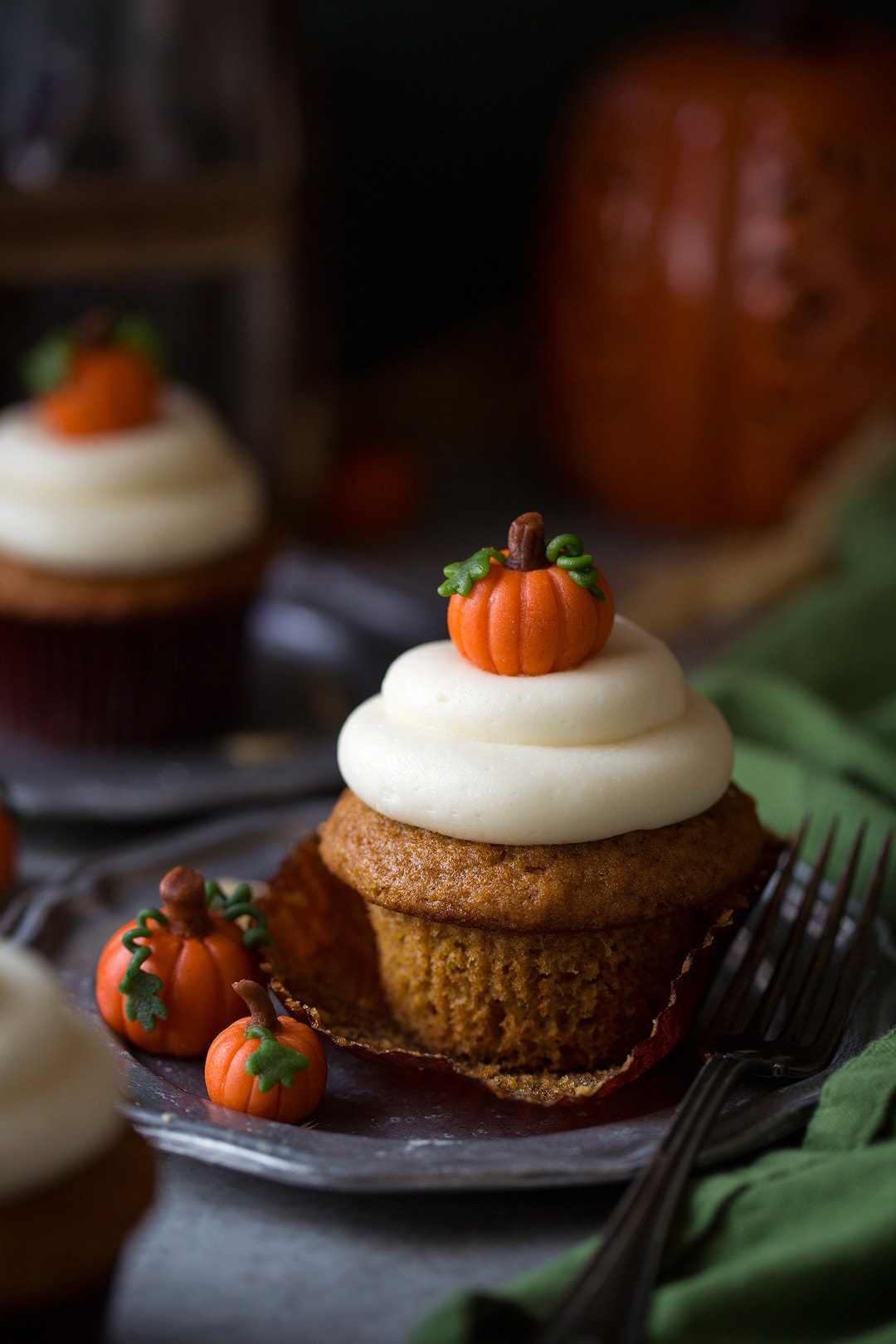 Pumpkin Cupcakes with Cream Cheese Frosting