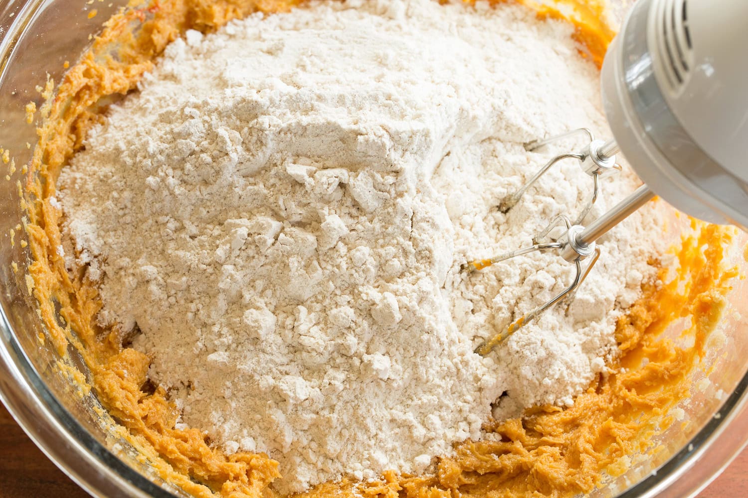 Pumpkin Snickerdoodle Cookies Flour added to dough.