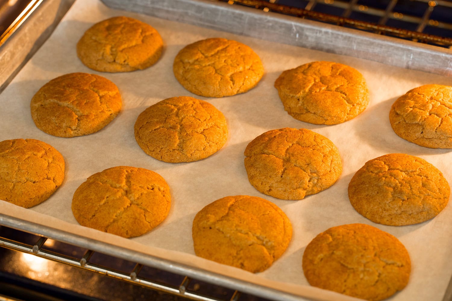 Pumpkin Snickerdoodle Cookies Pumpkin snickerdoodles in oven baked.