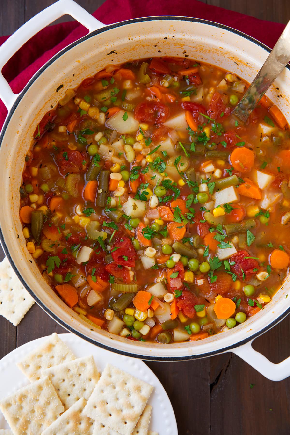 Best Easy Vegetable Soup! Pot full of easy homemade Vegetable Soup.