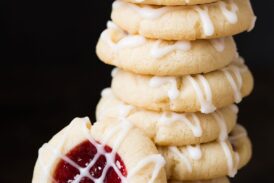 Raspberry Almond Shortbread Thumbprint Cookies