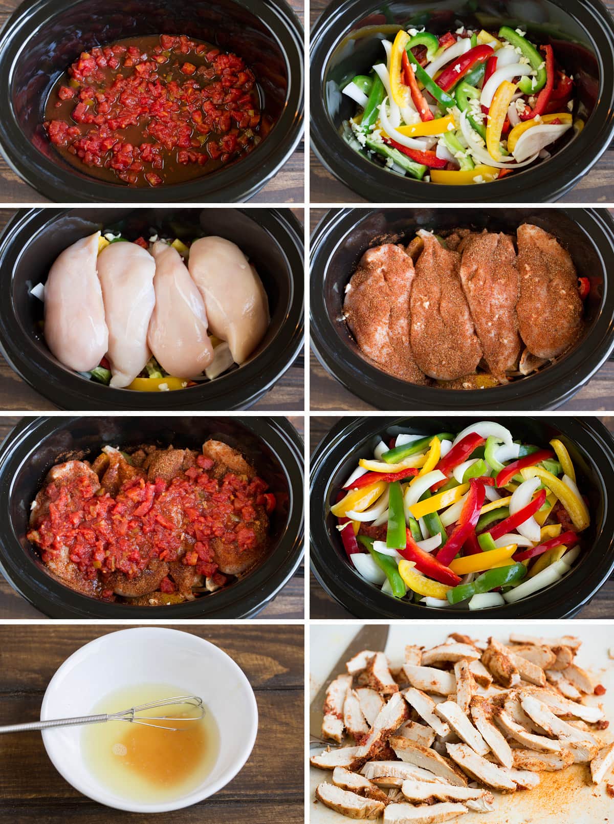 How to Make Crockpot Chicken Fajitas Steps to making chicken fajitas in the slow cooker