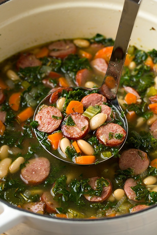 Kale White Bean and Sausage Soup | Cooking Classy