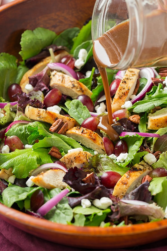 Grilled Chicken and Grape Spring Salad with Goat Cheese and Honey Balsamic Dressing | Cooking Classy