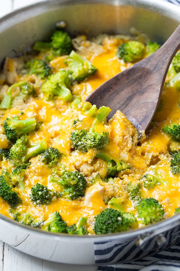 One Pan Cheesy Chicken Broccoli and Quinoa | Cooking Classy
