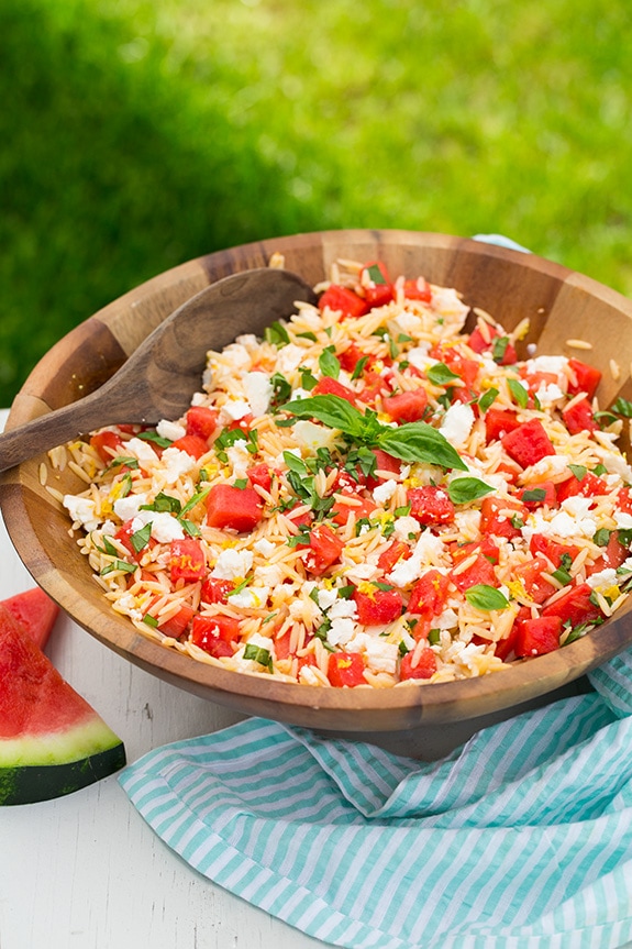 Watermelon Feta Orzo Salad with Lemon and Basil | Cooking Classy