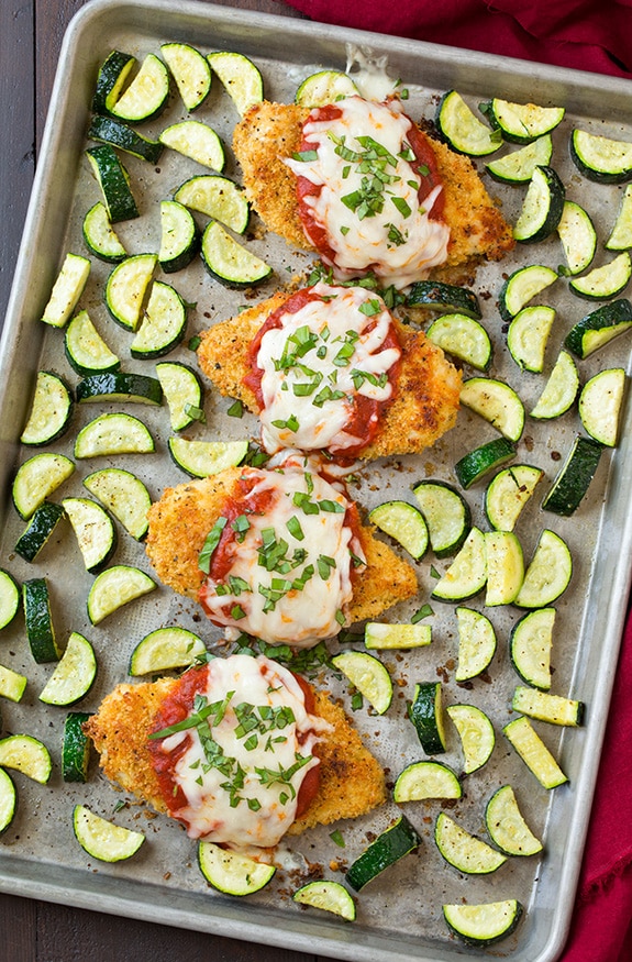 One Pan Chicken Parmesan and Roasted Zucchini | Cooking Classy