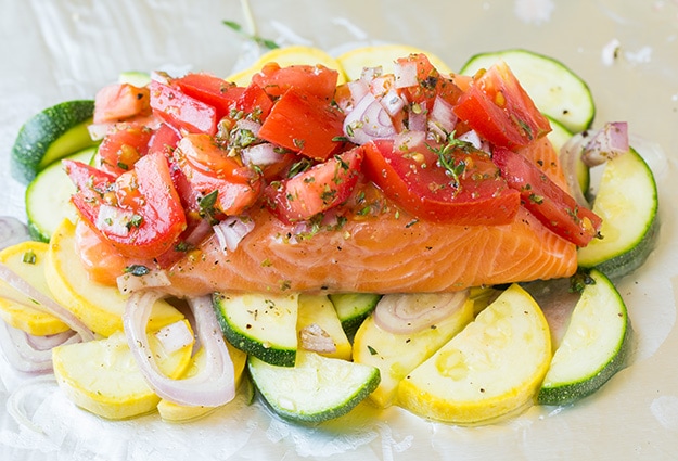Salmon and Summer Veggies in Foil | Cooking Classy