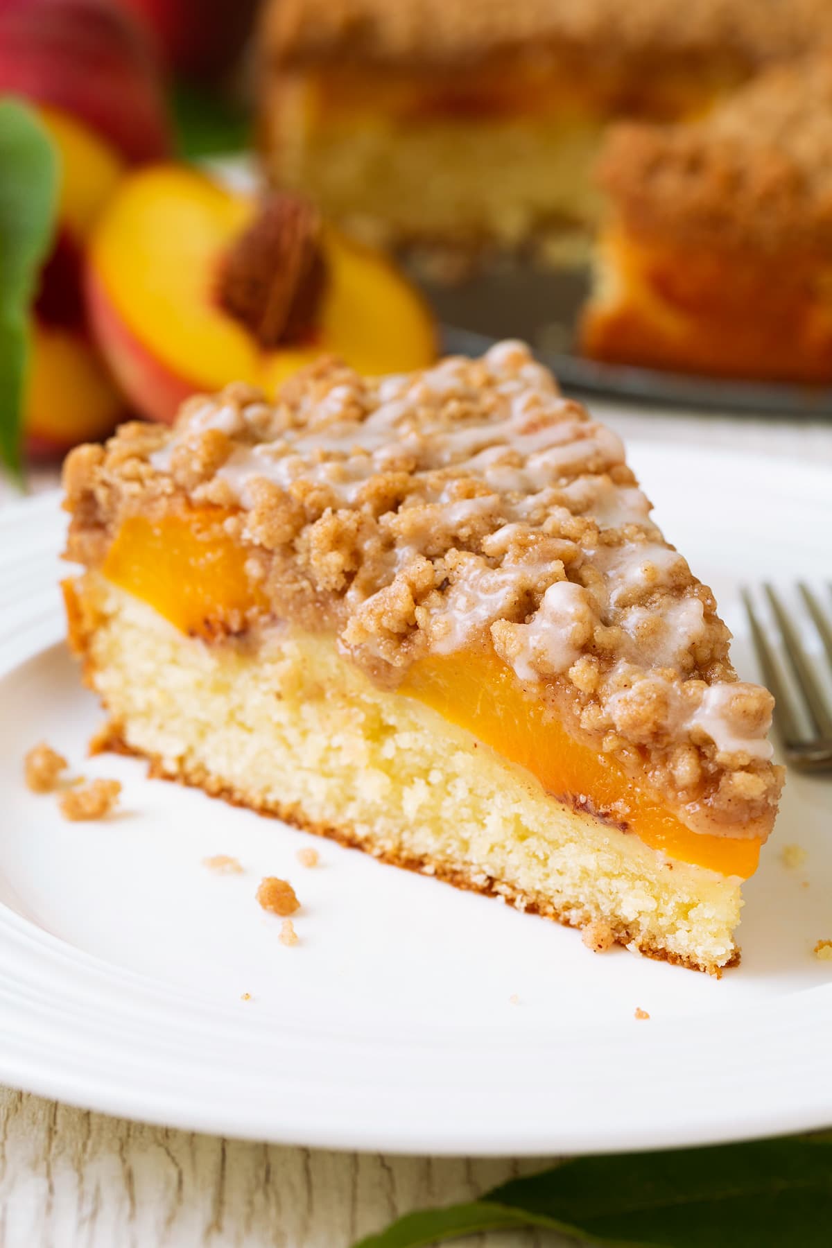 Peach Coffee Cake Slice of peach coffee cake