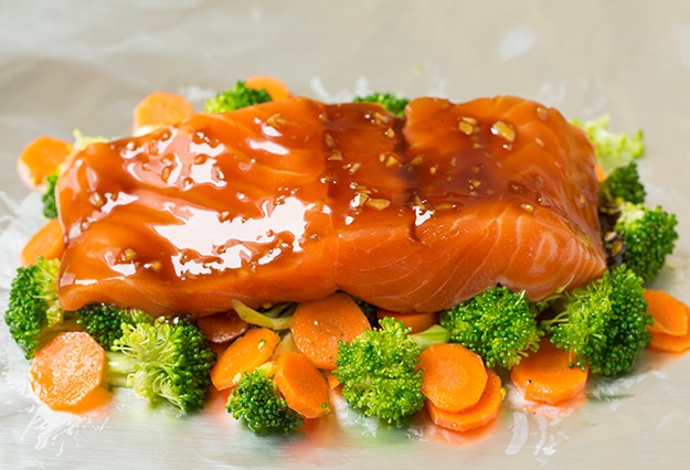 Honey Teriyaki Salmon and Veggies in Foil | Cooking Classy