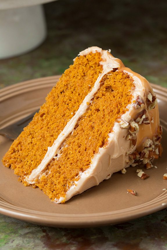 Browned Butter Pumpkin Cake with Salted Caramel Frosting