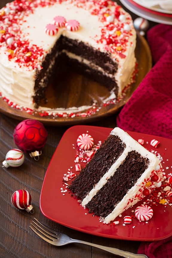 Peppermint Chocolate Cake with Peppermint Buttercream Frosting | Cooking Classy