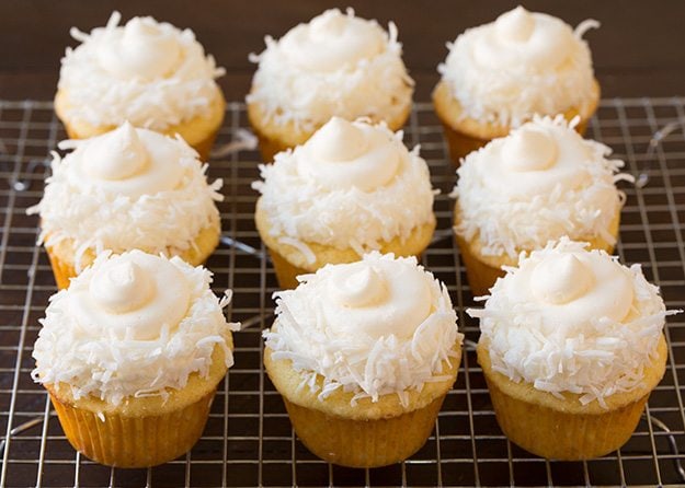Showing how to make Piña Colada Cupcakes