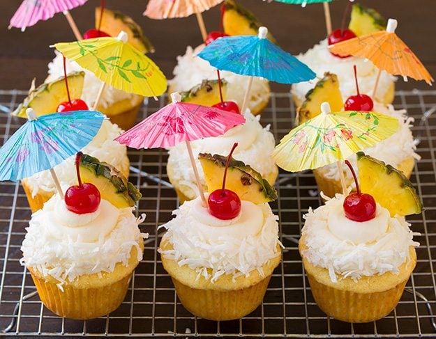 Showing how to make Piña Colada Cupcakes