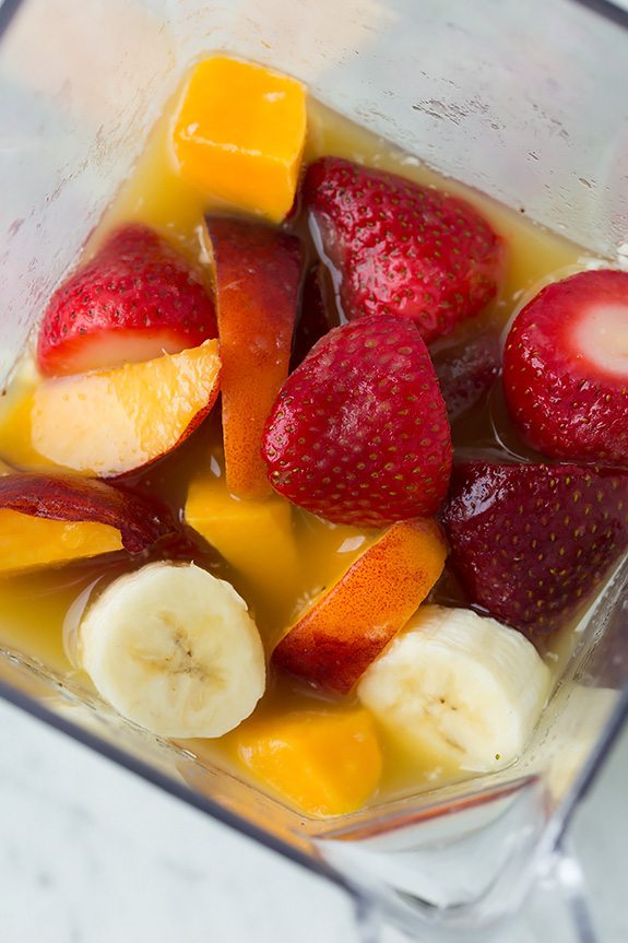 Mango Peach Strawberry Smoothie | Cooking Classy peach Mango Smoothie Ingredients Ready To Be Blended