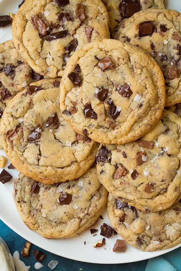 Chocolate Chunk Cookies Plate full of chocolate chunk cookies.
