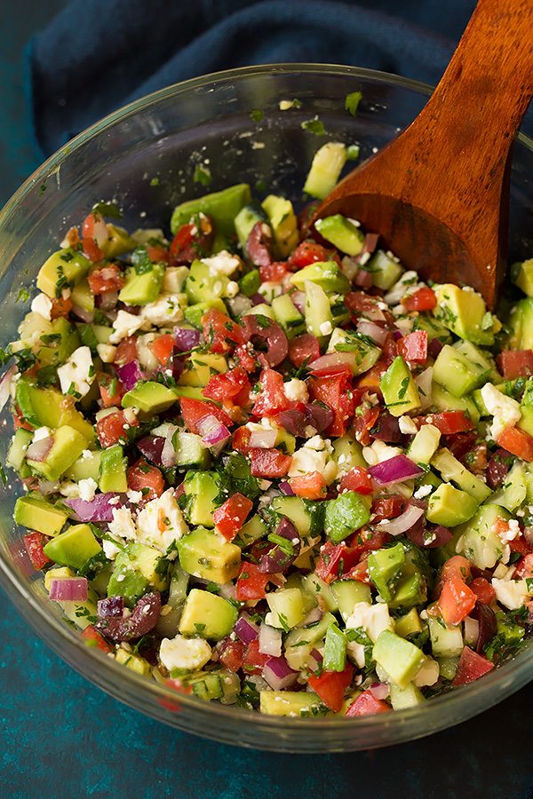 Grilled Salmon with Avocado Greek Salsa and Orzo