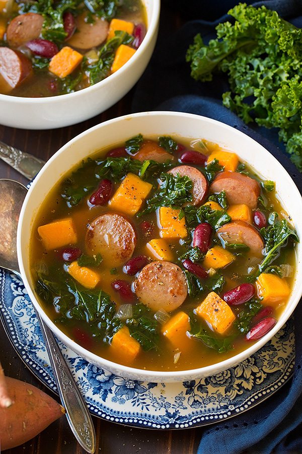 Turkey Sausage, Kale and Sweet Potato Soup