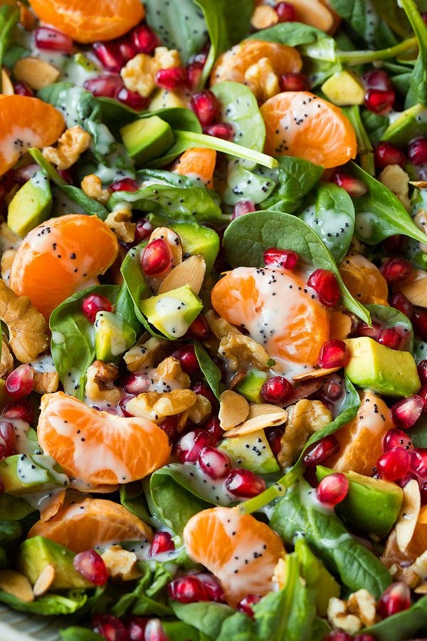 Mandarin Pomegranate Spinach Salad with Poppy Seed Dressing | Cooking Classy