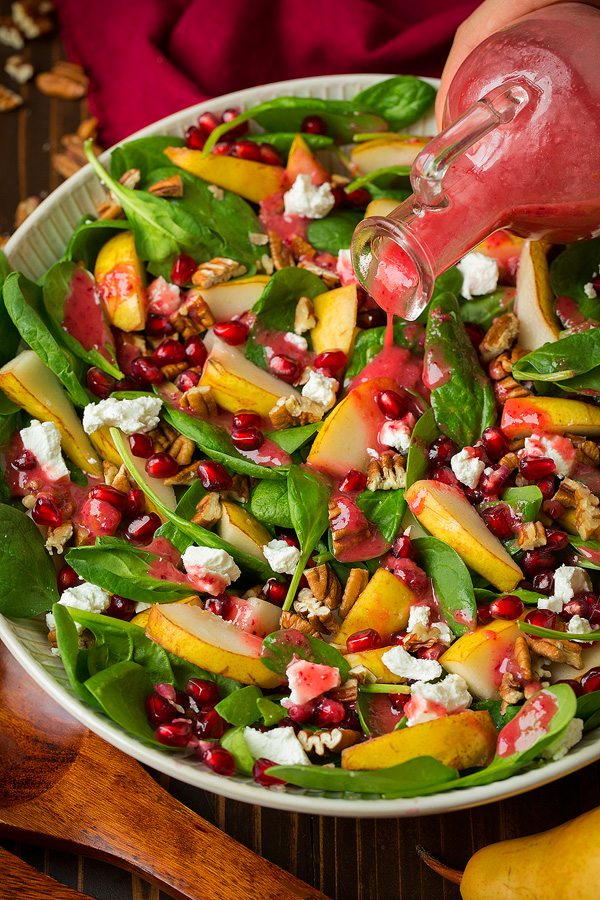 Pear Spinach Salad with Cranberry Orange Vinaigrette