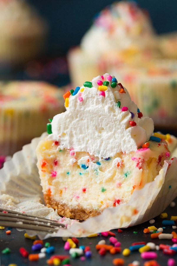 Funfetti Mini Cheesecakes Mini birthday confetti cheesecake