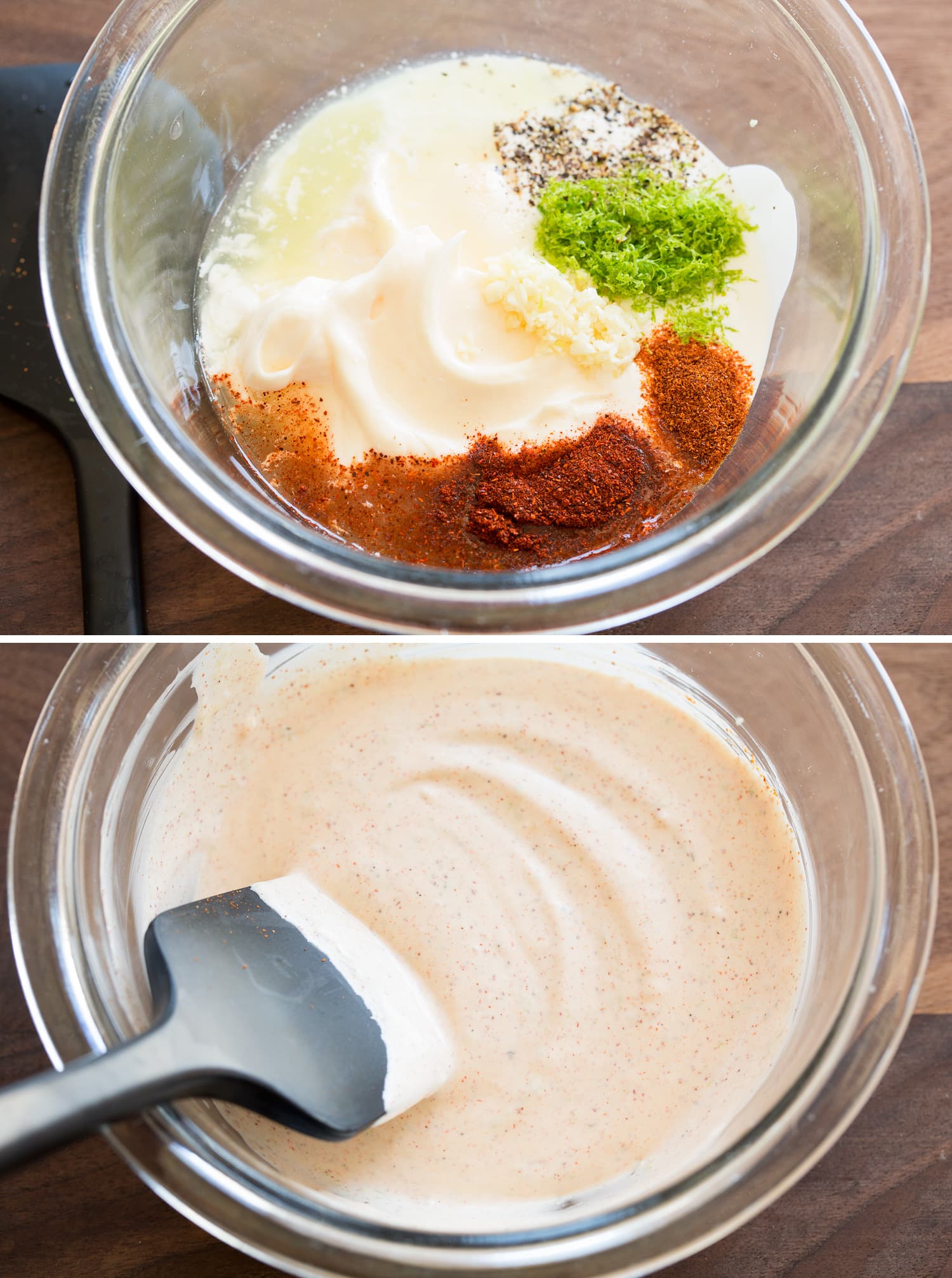 Mexican Street Corn Elotes Making crema topping for elotes.