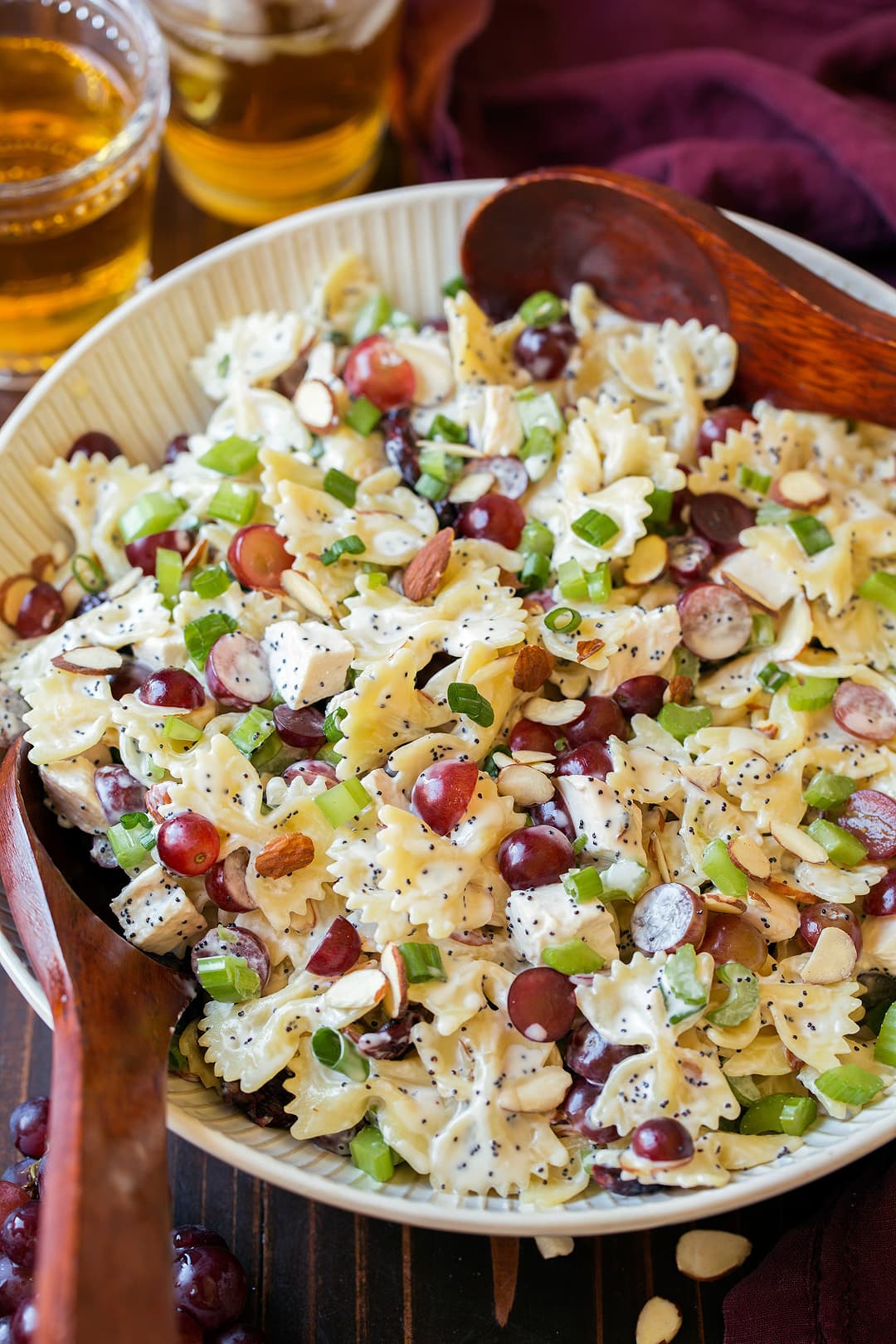 Pasta Salad with Chicken Grapes and Poppy Seed Dressing