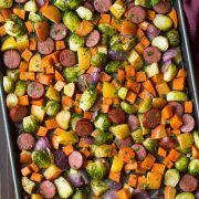 Autumn Sausage Veggie and Apple Sheet Pan Dinner