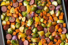 Autumn Sausage Veggie and Apple Sheet Pan Dinner