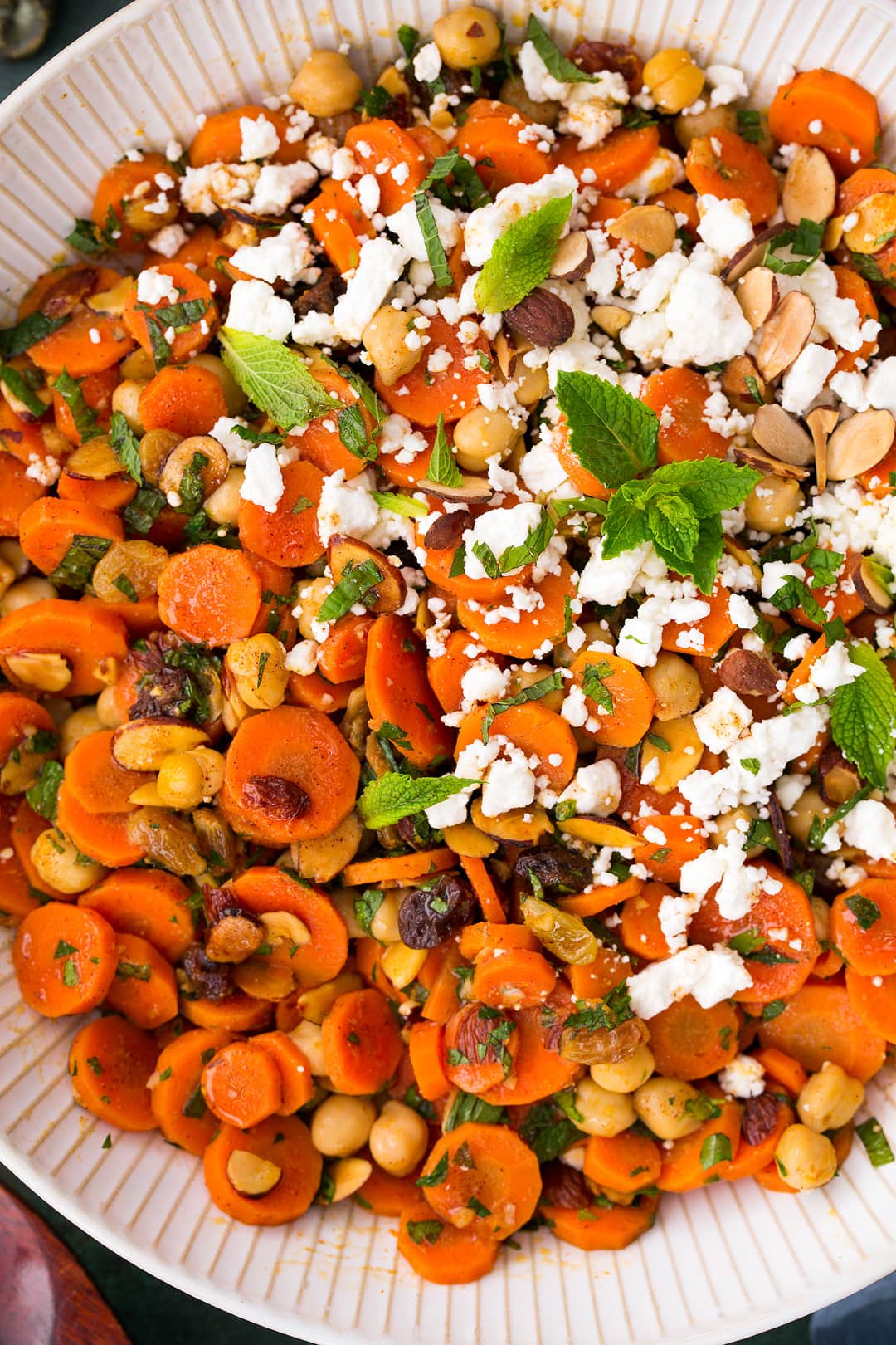 Carrot Salad with Chick Peas Feta and Almonds