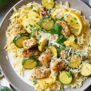 Skillet Lemon Parmesan Chicken Zucchini and Squash