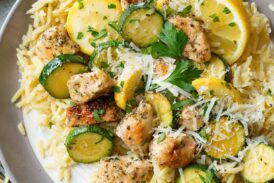 Skillet Lemon Parmesan Chicken Zucchini and Squash
