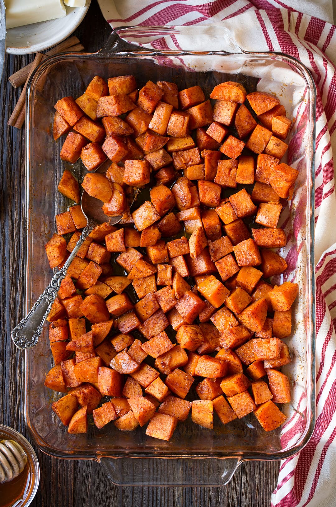 Cinnamon Honey Butter Roasted Sweet Potatoes