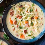 Creamy Potato Kielbasa and White Cheddar Soup