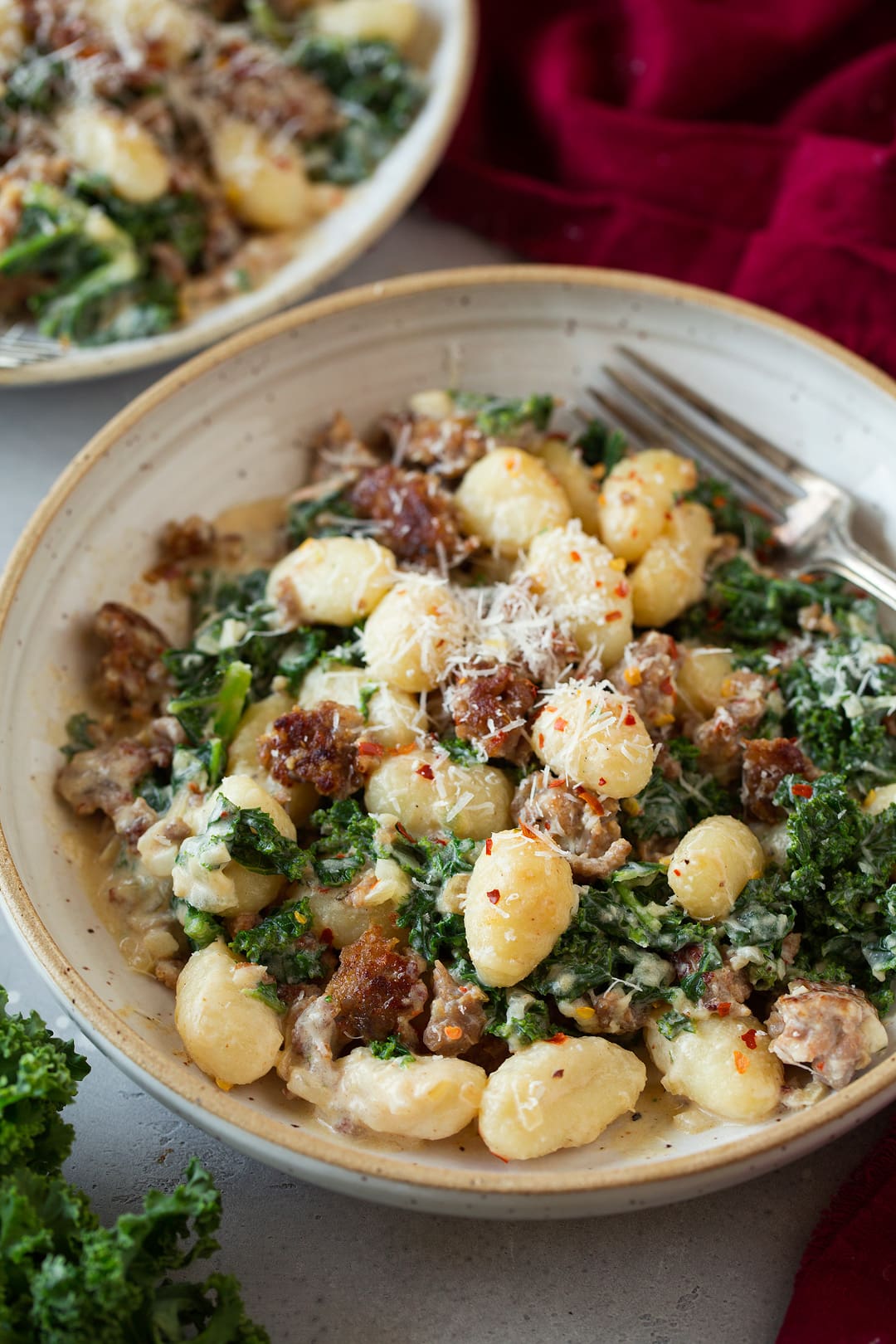 One Pan Creamy Gnocchi with Italian Sausage and Kale