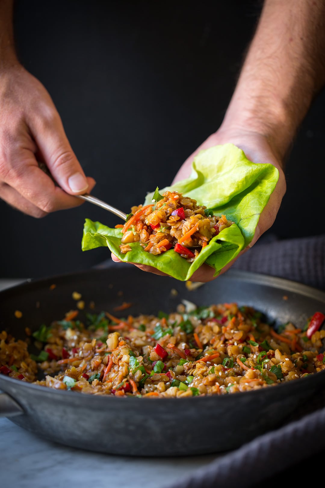 Asian Lentil Lettuce Wraps