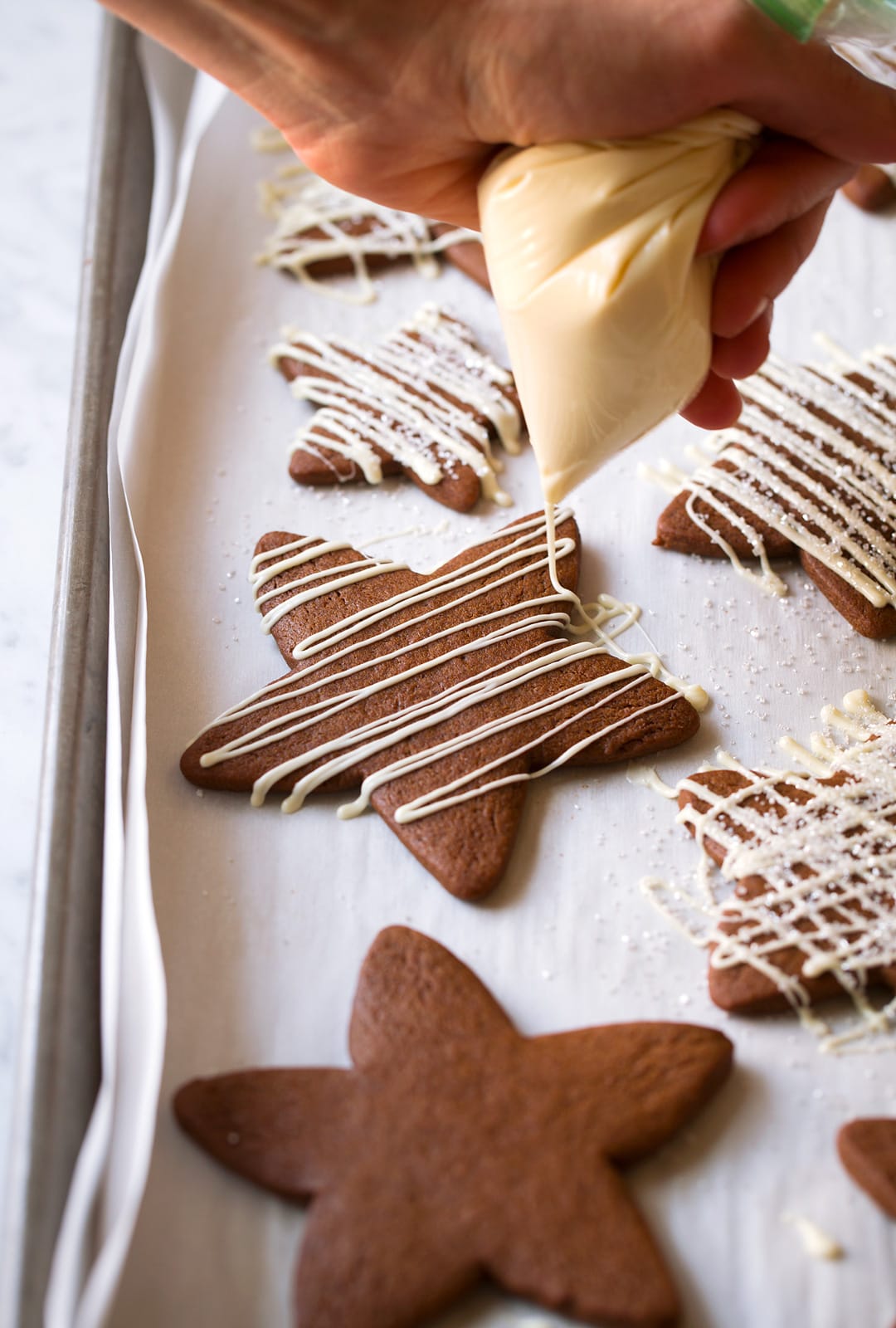 White Chocolate Gingerbread Star Cookies