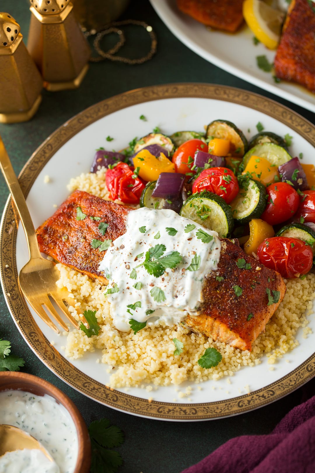Moroccan Spiced Salmon with Lemon Yogurt Sauce