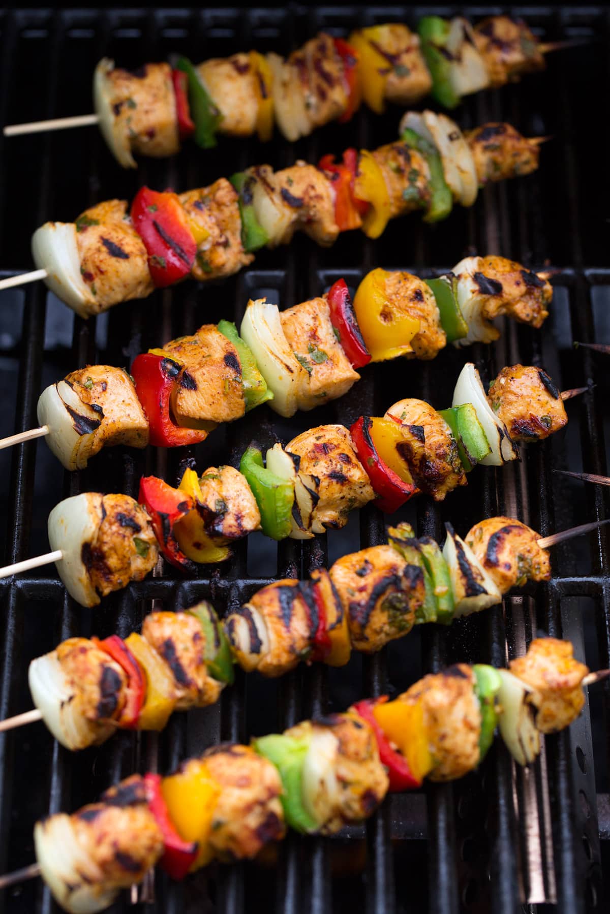 chicken fajita kebabs on grill