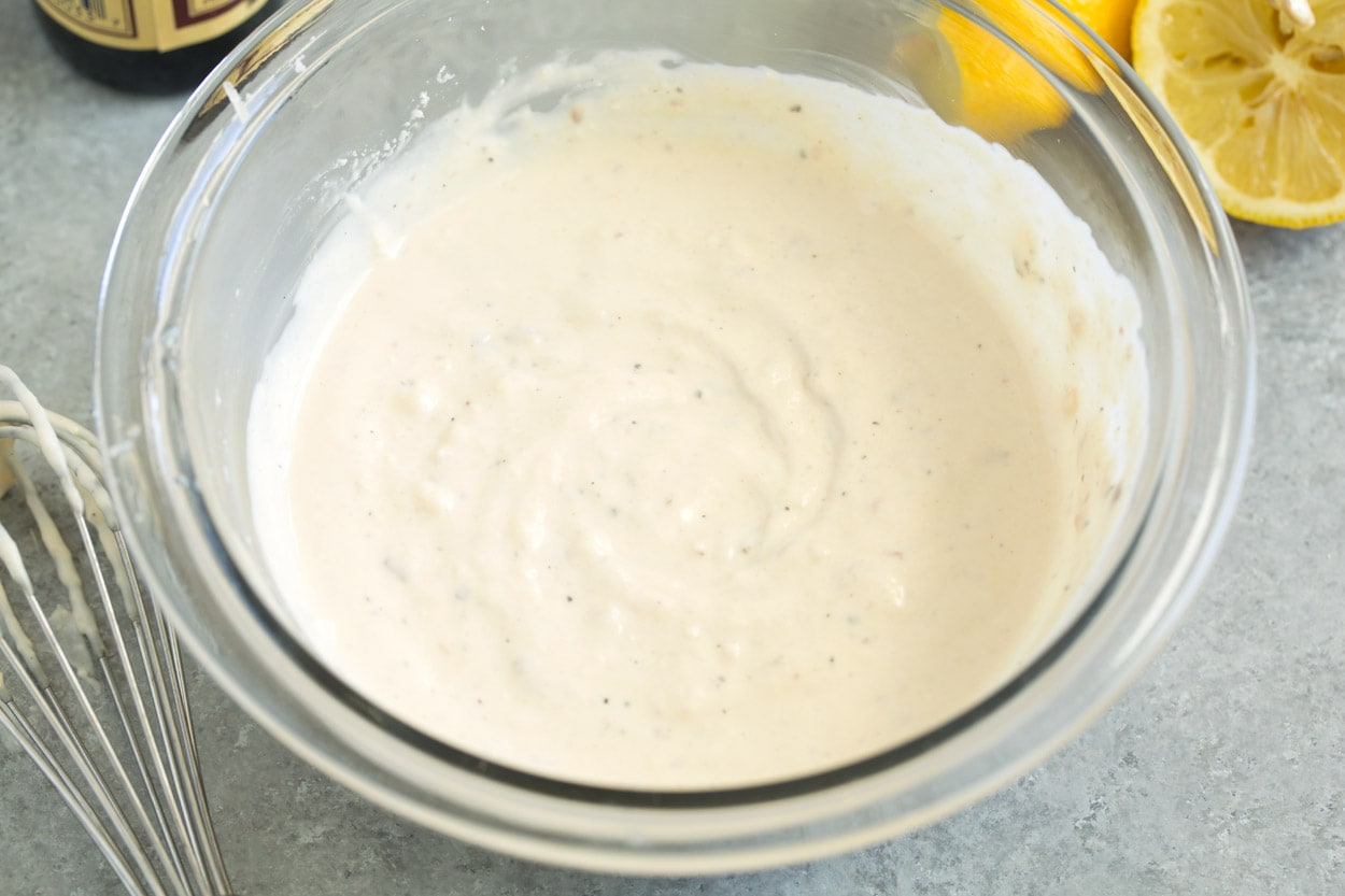 Finished Homemade Caesar Salad Dressing