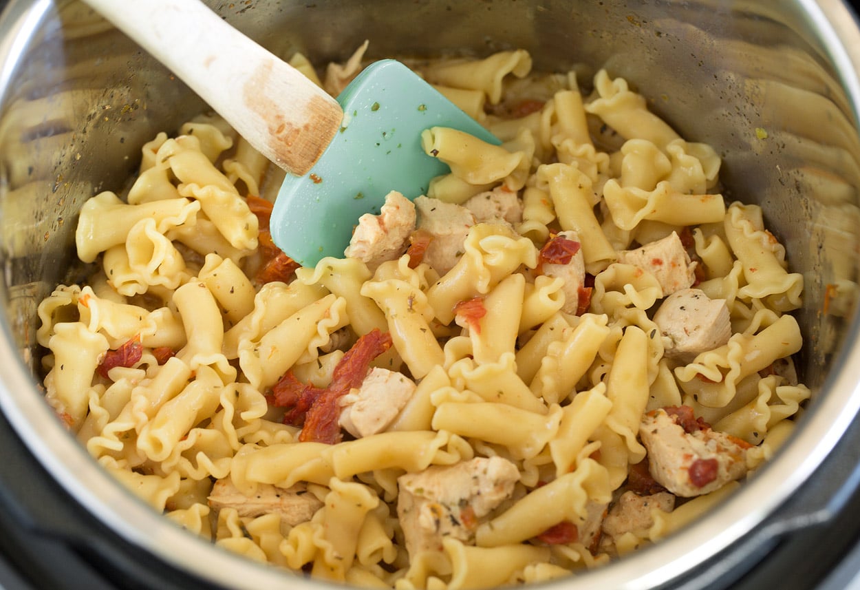 Instant Pot Tuscan Chicken Pasta finished cooking