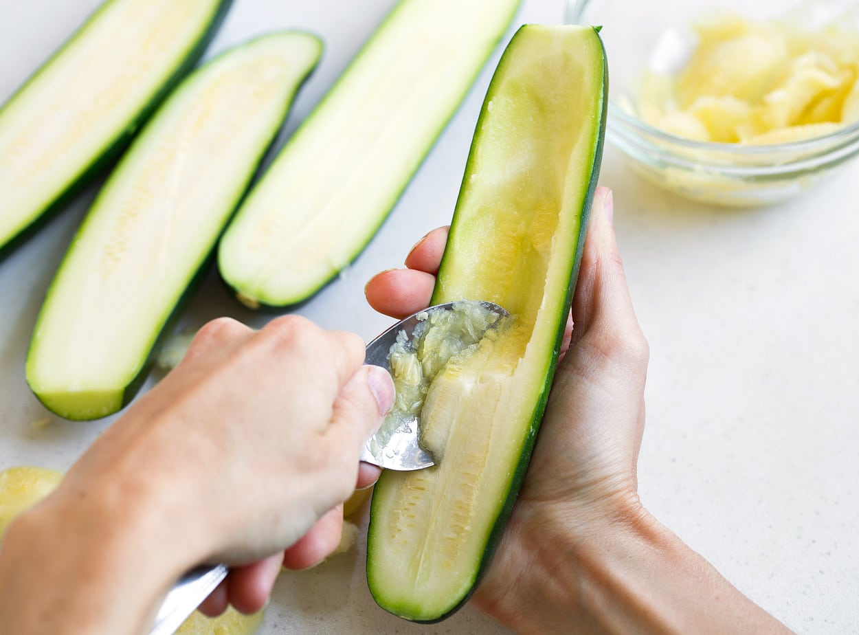 Taco Zucchini Boats prep