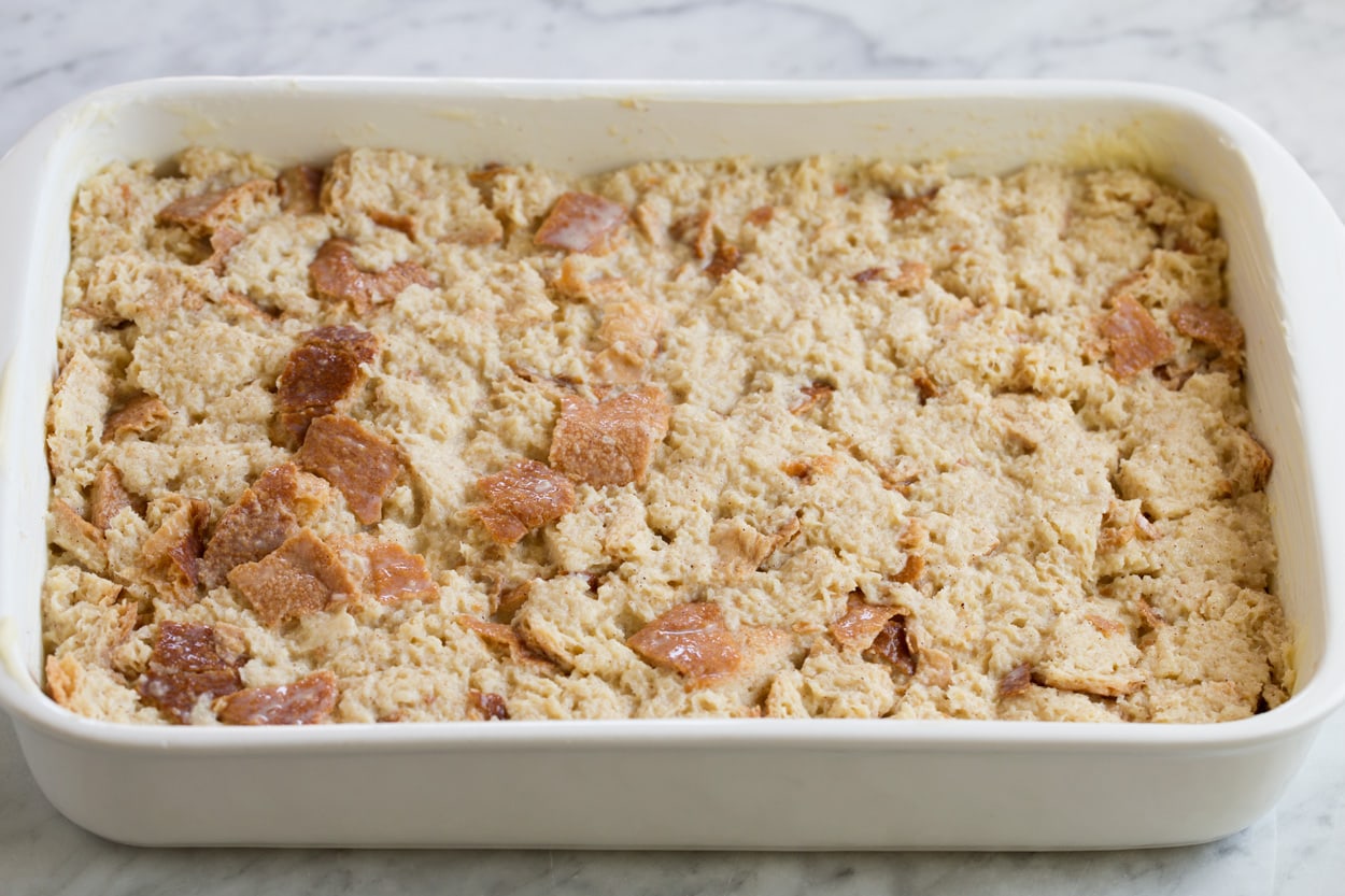bread pudding before baking