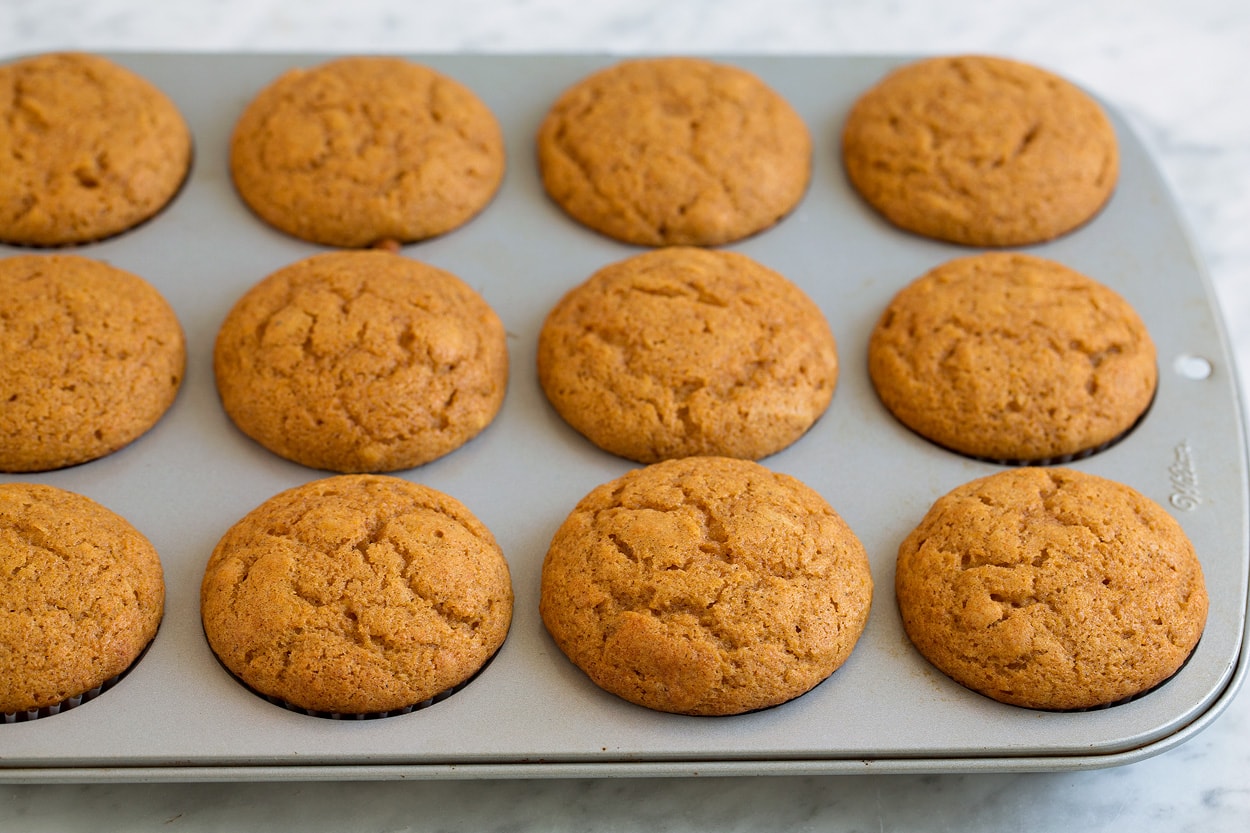 Pumpkin Muffins shown here finished baking in muffin pan