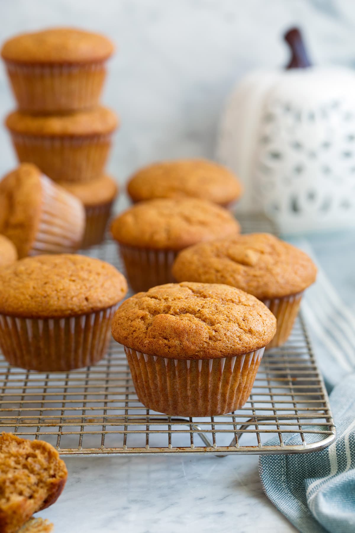 Pumpkin Muffins shown here on a wire cooling rack